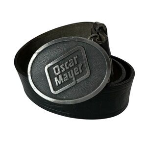 VTG OSCAR MAYER BELT BUCKLE LEATHER EMBOSSED BELT SIZE 32